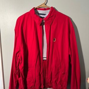 Tommy Hilfiger Red Lightweight Shirt Jacket with Standing Collar